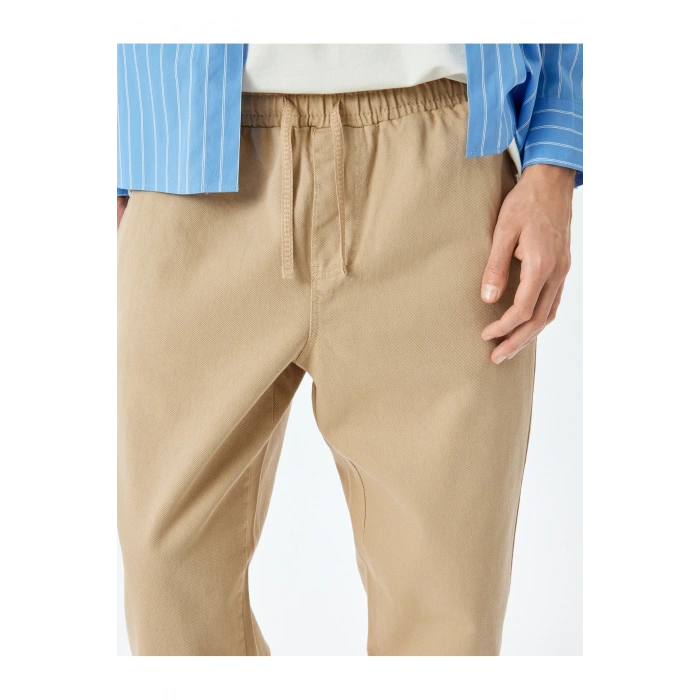 Normal Bel Straight Fit Pamuklu Beli Bağcıklı Pantolon