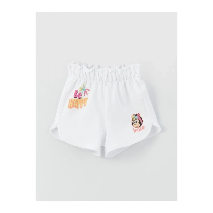 Nostaljik Maymun Baskılı Kız Bebek Şort