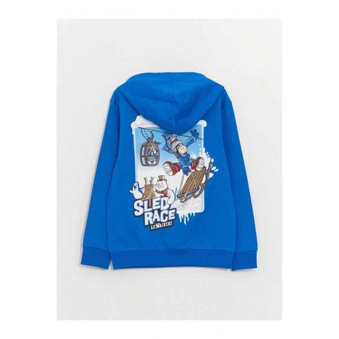 Nostaljik Maymun Baskılı Uzun Kollu Erkek Çocuk Hoodie