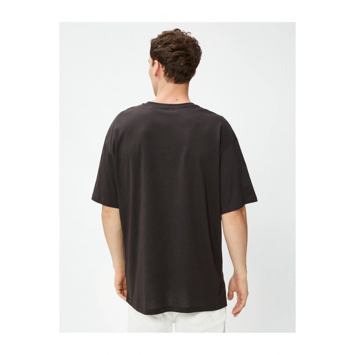 Oversize Tişört Kuru Kafa Baskılı Bisiklet Yaka Pamuklu