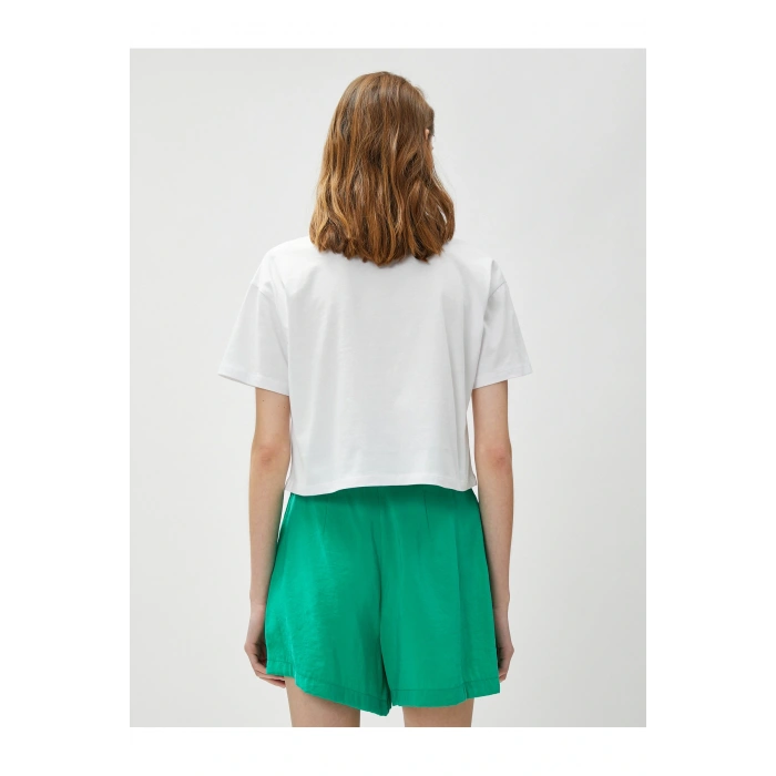 Palmiye Nakışlı Crop Tişört