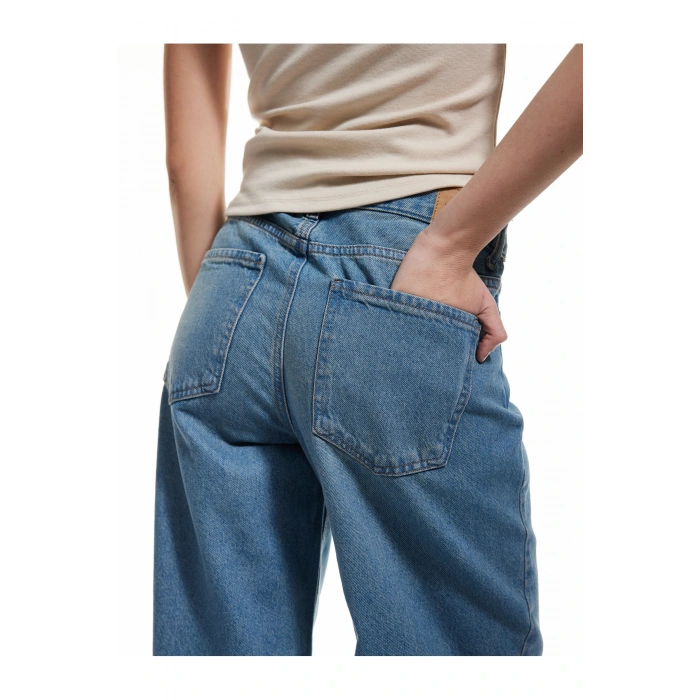 Pamuklu Bol Kesim Cepli Denim Pantolon - Loose Straight Fit Jean