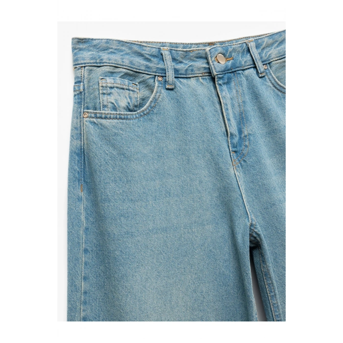 Pamuklu Bol Kesim Cepli Denim Pantolon - Loose Straight Fit Jean