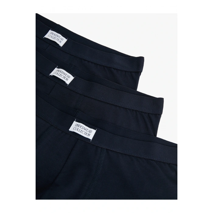 Pamuklu Etiket Detaylı 3lü Boxer Seti