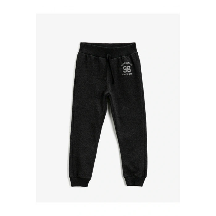 Pamuklu Jogger Eşofman Altı Baskılı Beli Bağlamalı