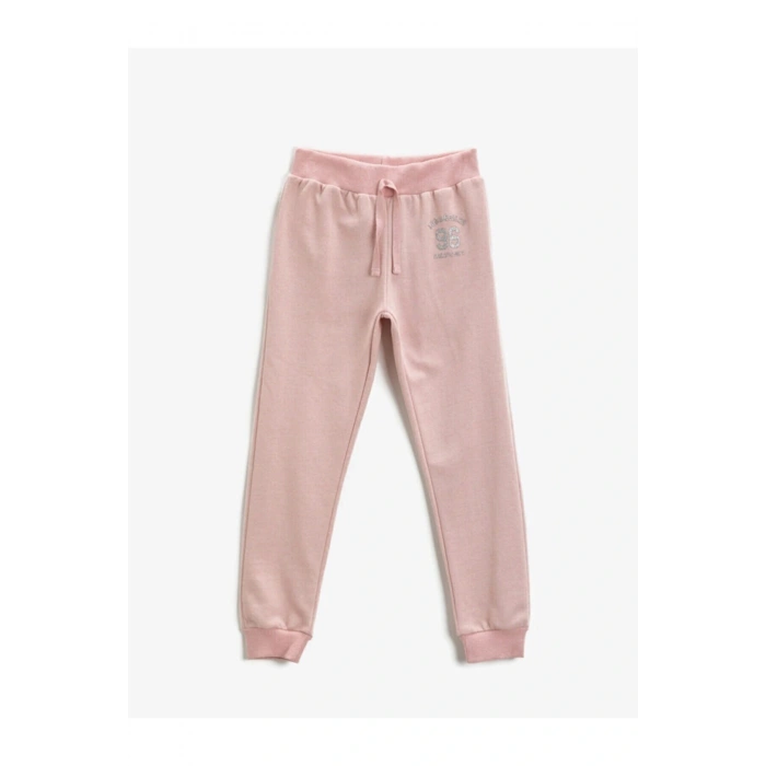 Pamuklu Jogger Eşofman Altı Baskılı Beli Bağlamalı