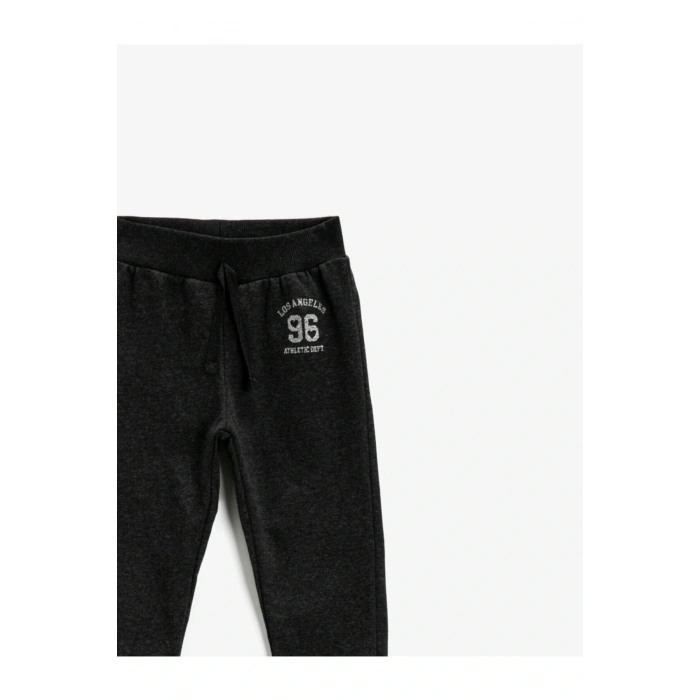 Pamuklu Jogger Eşofman Altı Baskılı Beli Bağlamalı