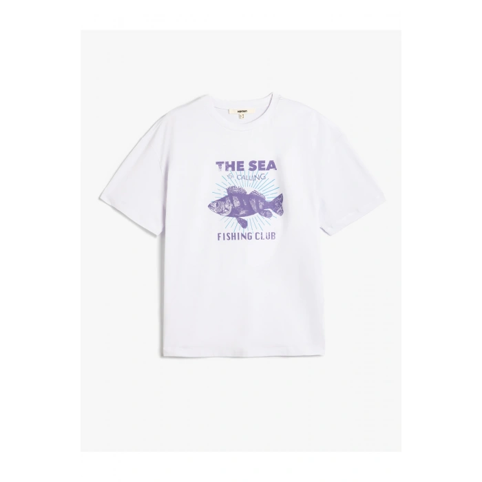 Pamuklu Kısa Kollu Bisiklet Yaka Beyaz Kadın T-Shirt 5SAK50128EK