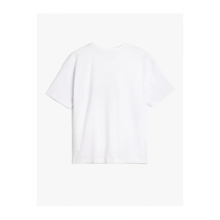 Pamuklu Kısa Kollu Bisiklet Yaka Beyaz Kadın T-Shirt 5SAK50128EK