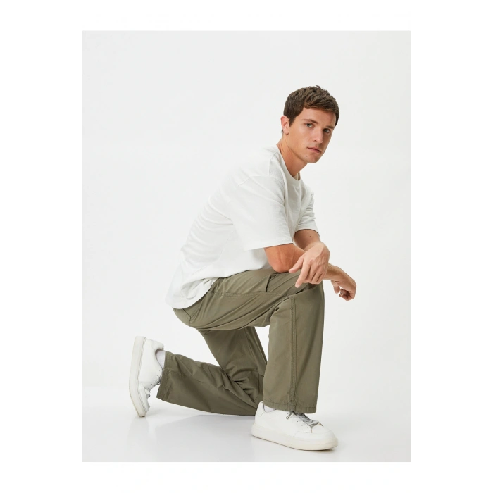 Paraşüt Bol Pantolon Oversize Beli Bağcıklı Cep Detaylı