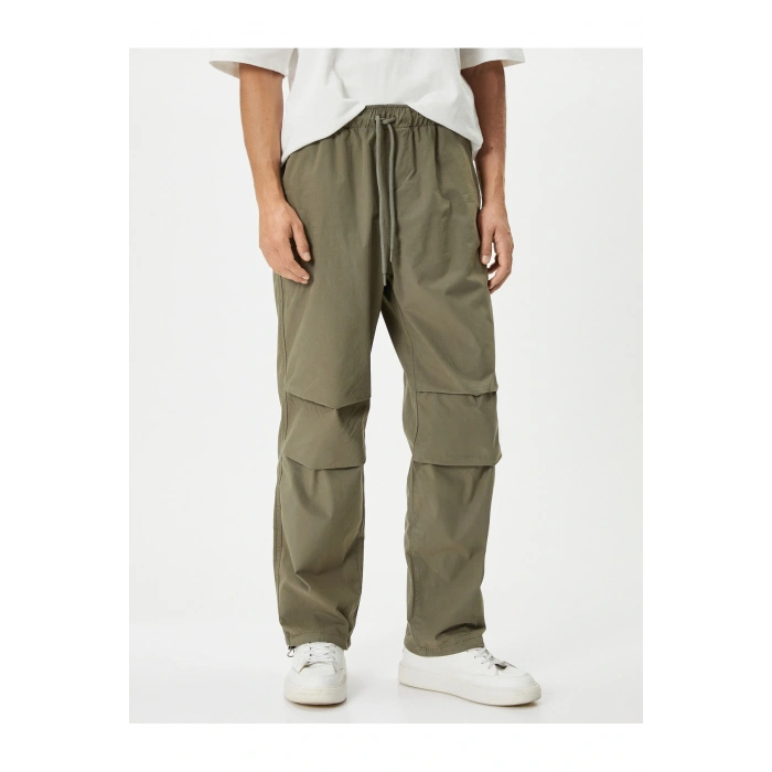 Paraşüt Bol Pantolon Oversize Beli Bağcıklı Cep Detaylı