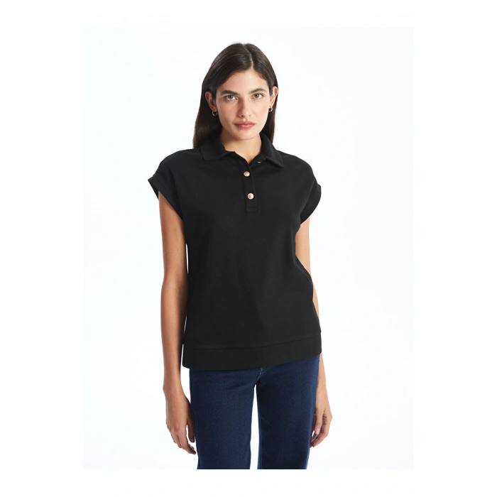 Polo Yaka Dokulu Kadın Tişört