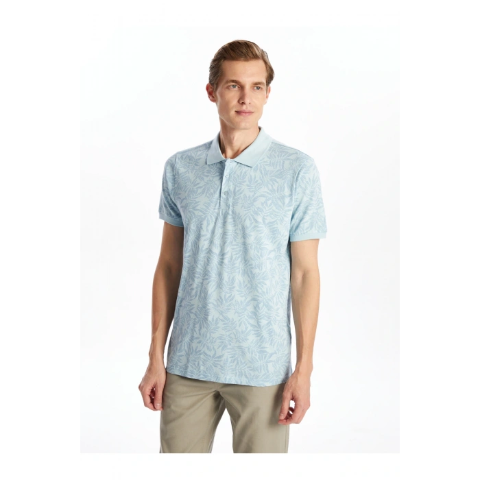 Polo Yaka Kısa Kollu Desenli Pike Erkek Tişört