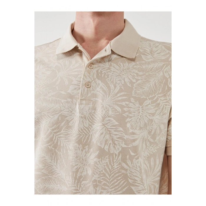 Polo Yaka Kısa Kollu Desenli Pike Erkek Tişört