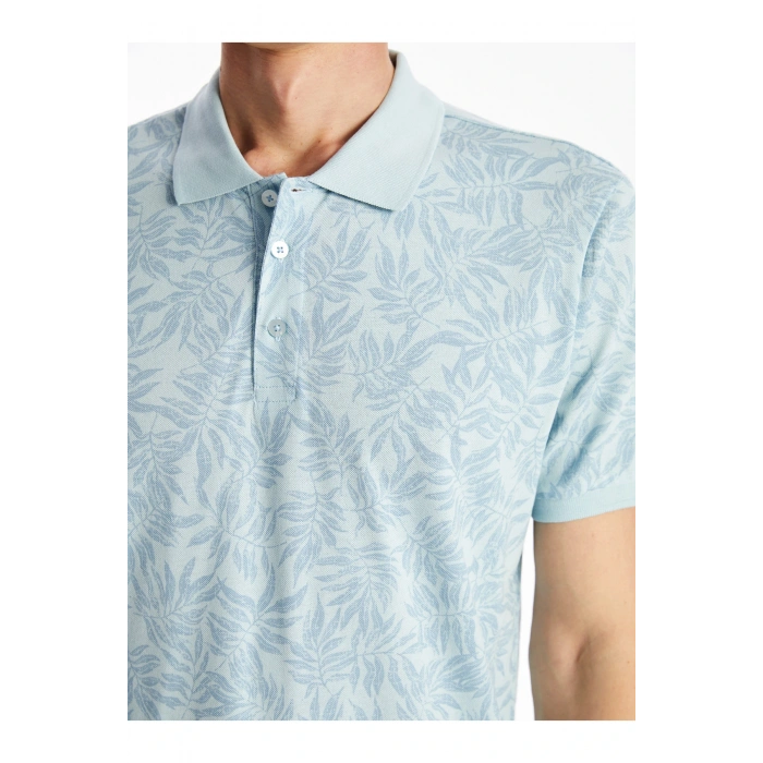 Polo Yaka Kısa Kollu Desenli Pike Erkek Tişört