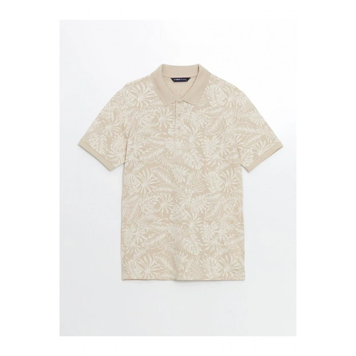 Polo Yaka Kısa Kollu Desenli Pike Erkek Tişört