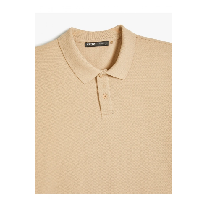 Polo Yaka Tişört Slim Fit Düğmeli Kısa Kollu