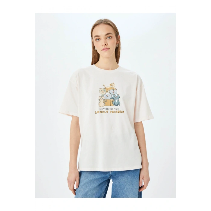 Rahat Kalıp Kısa Kollu Pembe Kadın T-Shirt 5SAL10091IK