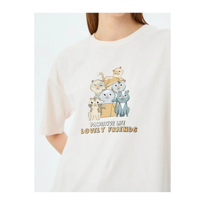 Rahat Kalıp Kısa Kollu Pembe Kadın T-Shirt 5SAL10091IK