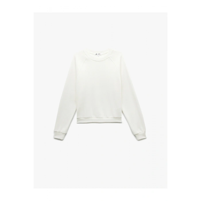 Şardonlu Uzun Kollu Bisiklet Yaka Basic Oversize Sweatshirt