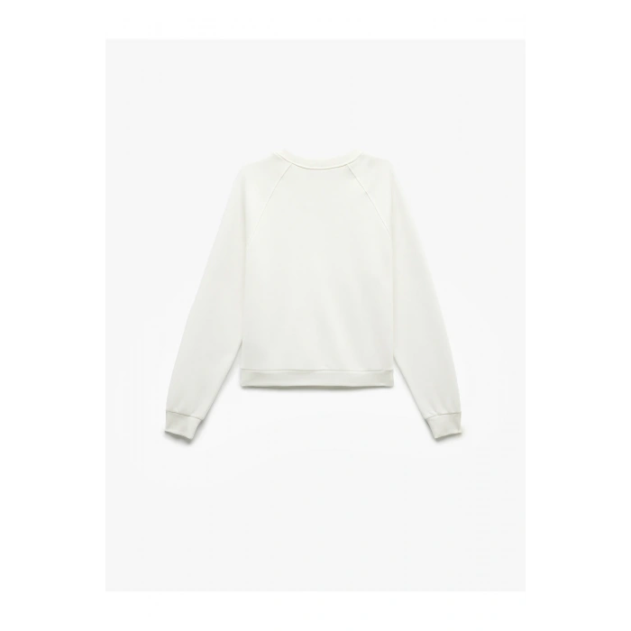 Şardonlu Uzun Kollu Bisiklet Yaka Basic Oversize Sweatshirt