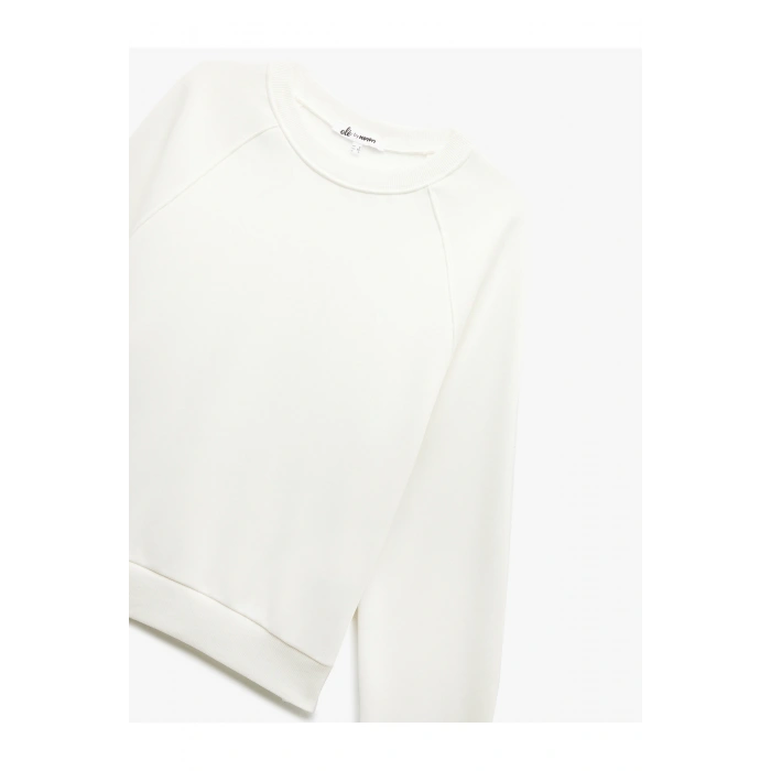 Şardonlu Uzun Kollu Bisiklet Yaka Basic Oversize Sweatshirt