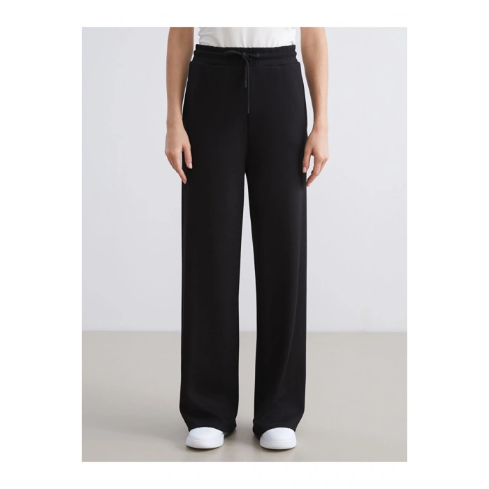 Siyah Beli Lastikli Kadın Eşofman Altı