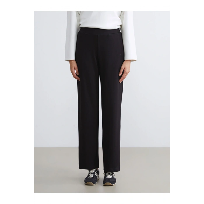 Siyah Beli Lastikli Kadın Eşofman Altı