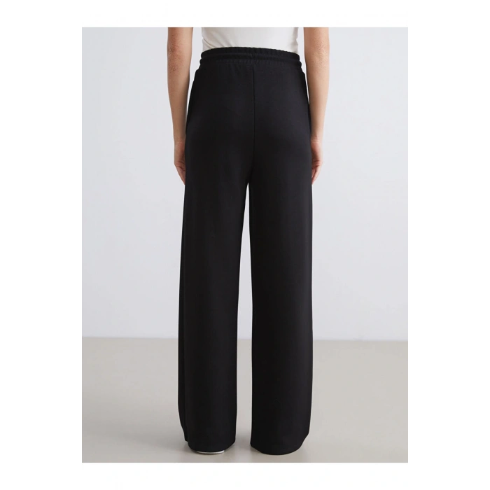 Siyah Beli Lastikli Kadın Eşofman Altı