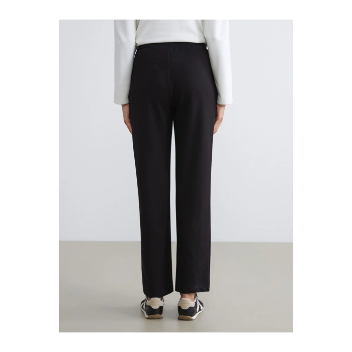 Siyah Beli Lastikli Kadın Eşofman Altı