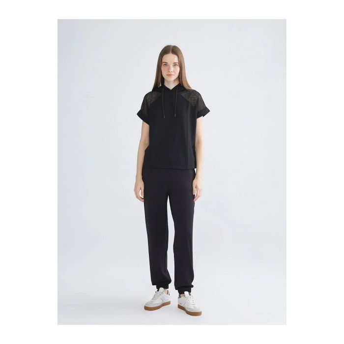 Siyah Beli Lastikli Kadın Jogger Eşofman Altı