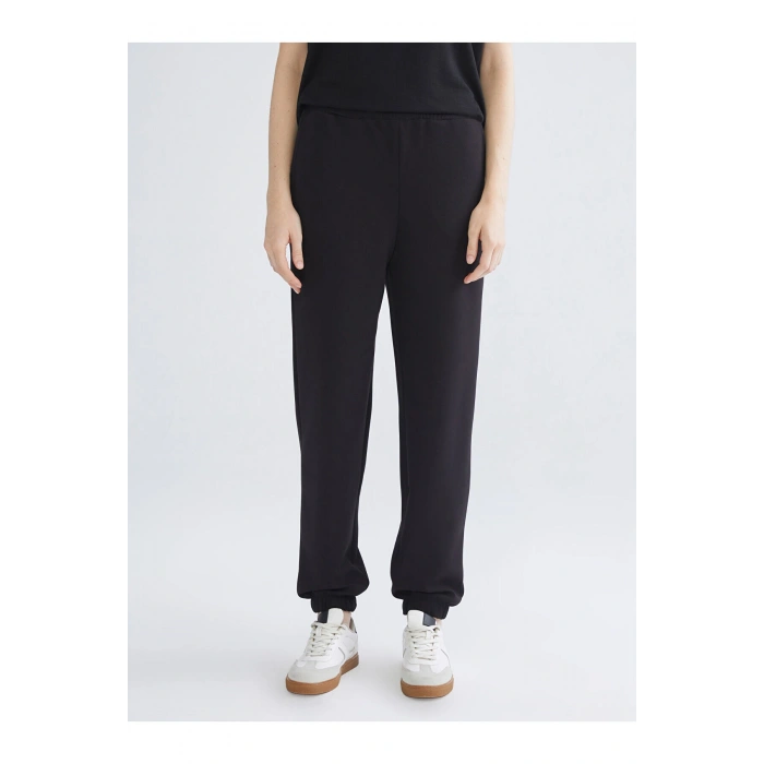 Siyah Beli Lastikli Kadın Jogger Eşofman Altı