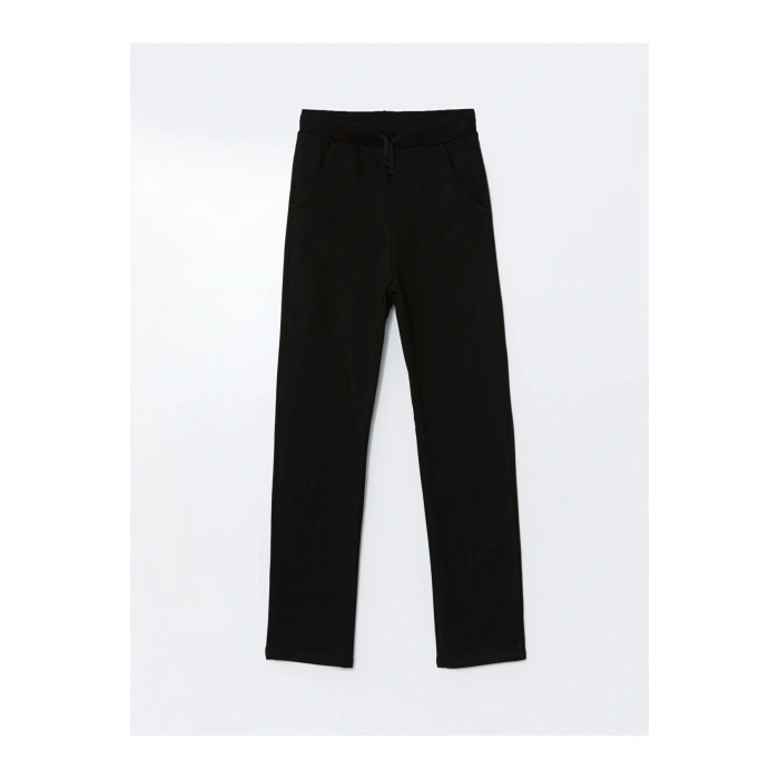 Siyah Beli Lastikli Kız Çocuk Kalın Jogger Eşofman Altı