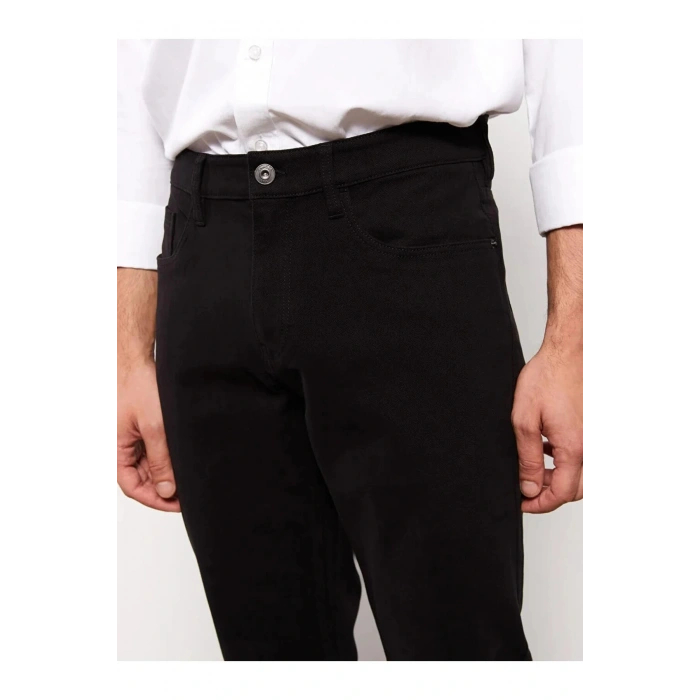 Siyah Dar Kalıp Gabardin Erkek Chino Pantolon