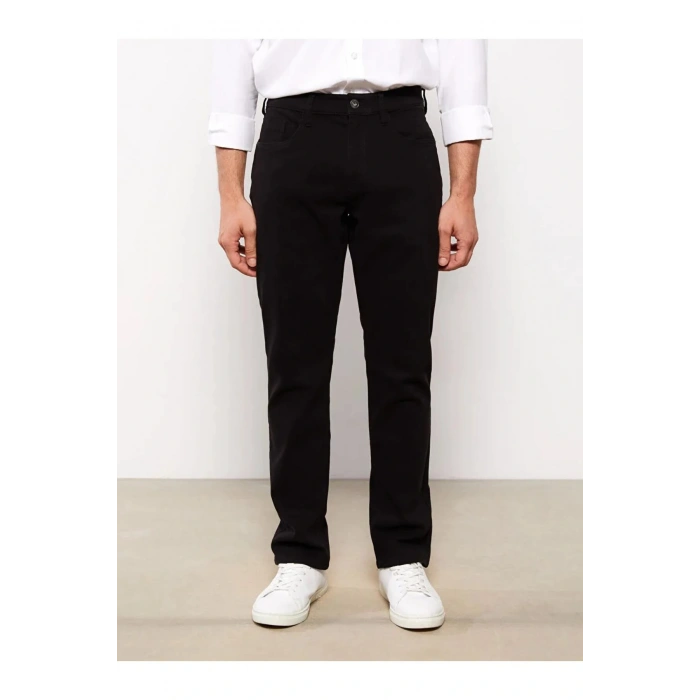 Siyah Dar Kalıp Gabardin Erkek Chino Pantolon