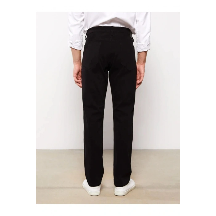 Siyah Dar Kalıp Gabardin Erkek Chino Pantolon