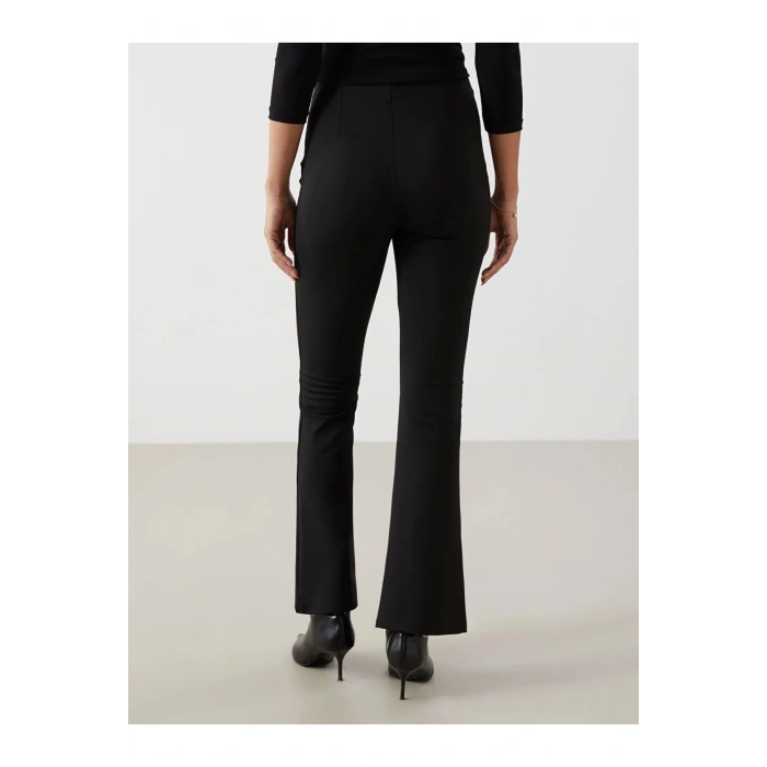 Siyah Ekstra Dar Fit İspanyol Paça Kadın Pantolon