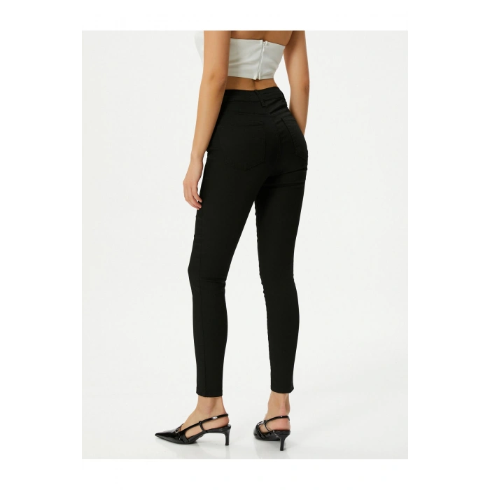 Skinny Fit Kot Pantolon Esnek Yüksek Bel Dar Paça Dar Kesim Cepli - Carmen Jean