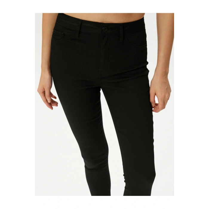Skinny Fit Kot Pantolon Esnek Yüksek Bel Dar Paça Dar Kesim Cepli - Carmen Jean