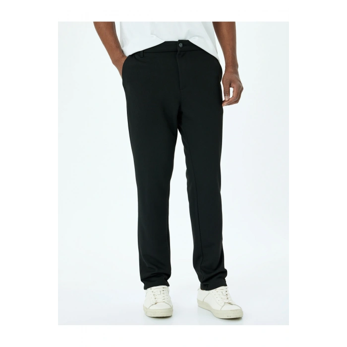 Slim Fit Normal Bel Viskon Karışımlı Chino Pantolon