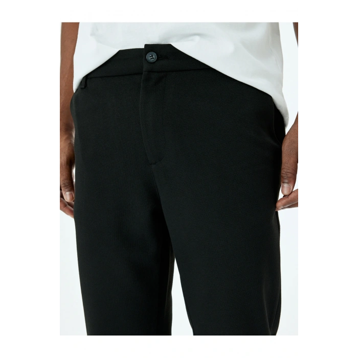 Slim Fit Normal Bel Viskon Karışımlı Chino Pantolon