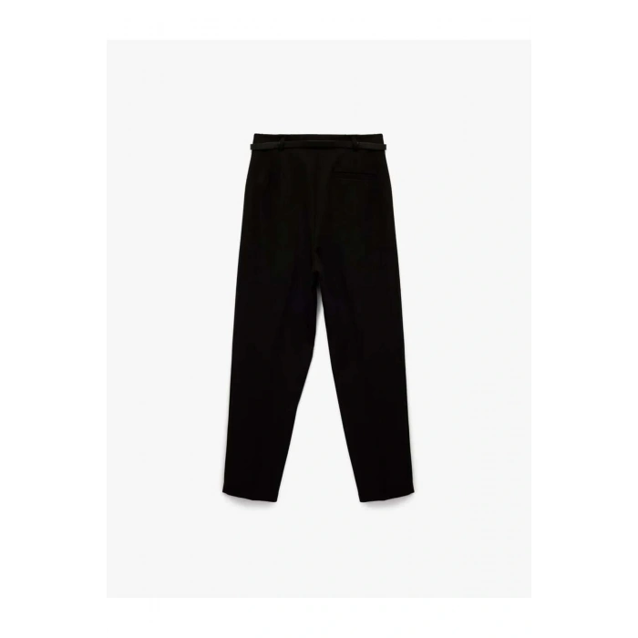 Slim Fit Yüksek Bel Kemerli Cigarette Kumaş Pantolon