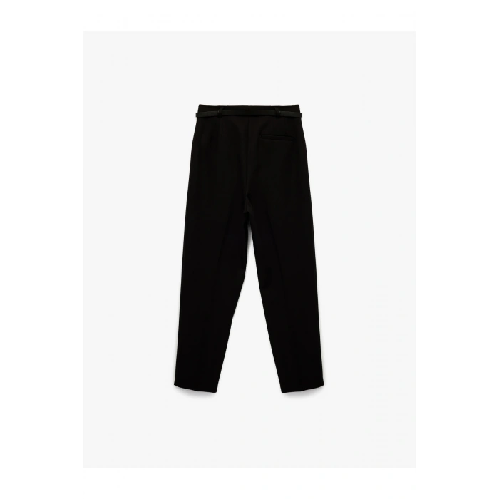 Slim Fit Yüksek Bel Kemerli Cigarette Kumaş Pantolon