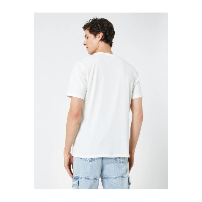 Slogan Baskılı Tişört Bisiklet Yaka Kısa Kollu Pamuklu