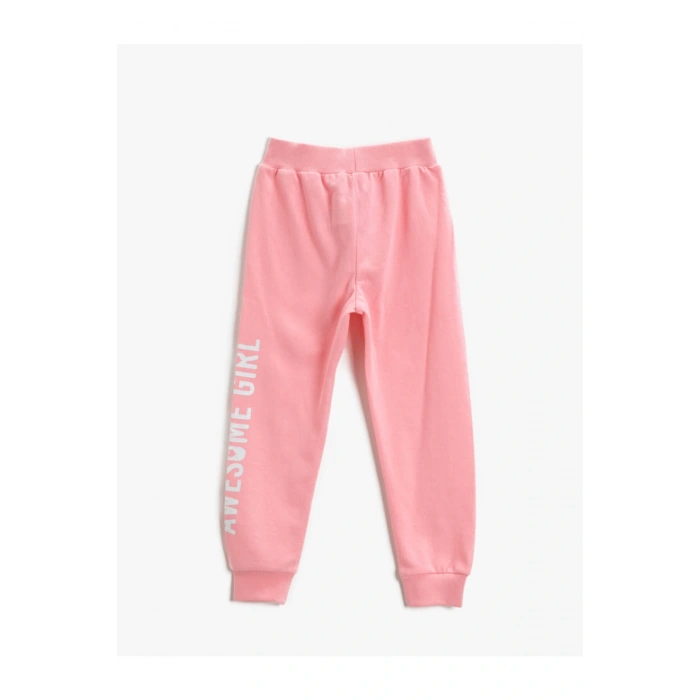 Sloganlı Baskılı Eşofman Altı Pamuklu Önden Bağlamalı