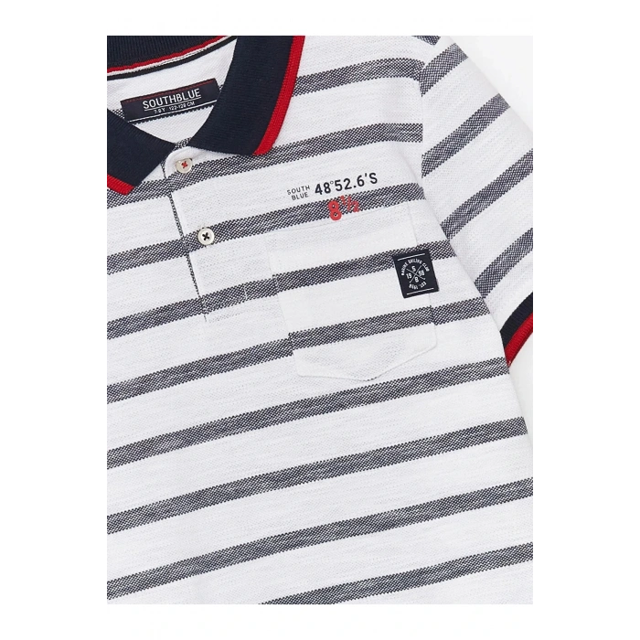 Southblue Polo Yaka Çizgili Kısa Kollu Erkek Çocuk Tişört