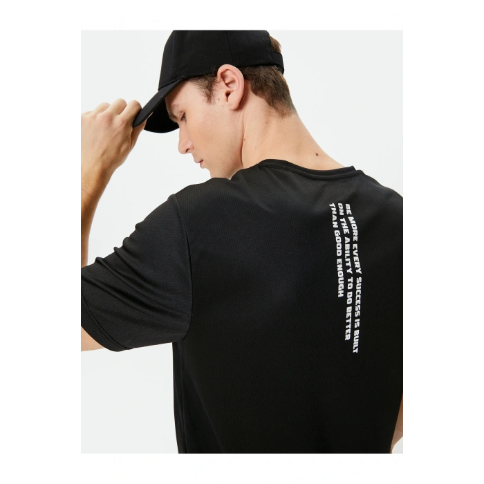 Spor Tişört Bisiklet Yaka Arkası Baskılı Sloganlı