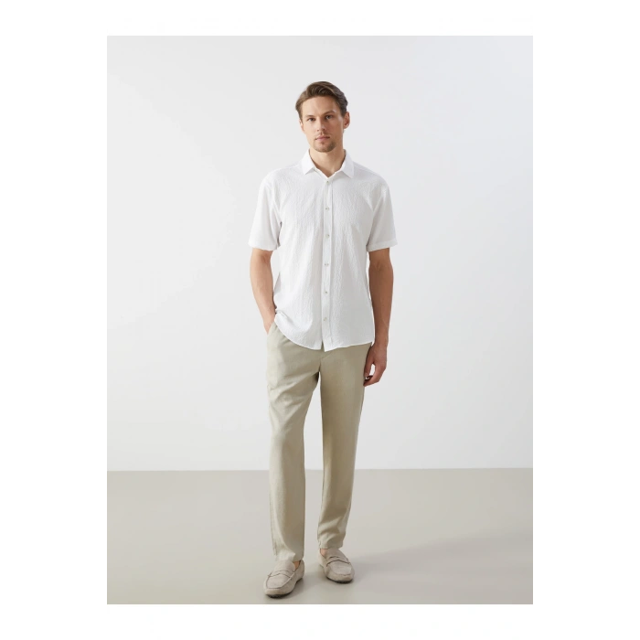 Standart Kalıp Keten Karışımlı Erkek Pantolon