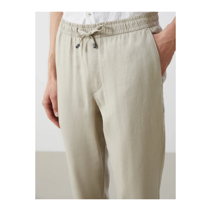 Standart Kalıp Keten Karışımlı Erkek Pantolon