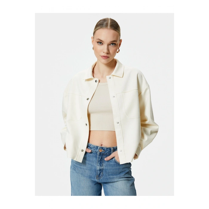 Süet Ceket Çıtçıt Düğmeli Klasik Yaka Cepli